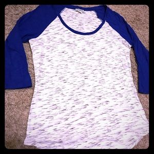 Blue & Heathered White/Black Express Baseball Tee